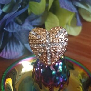Gold Crystal Heart Shaped Ring